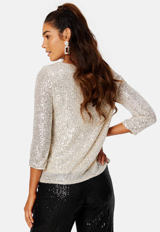 Sparkling 3/4 O-Neck Top