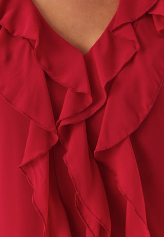 Viane L/S V-NECK FRILL TOP V-N