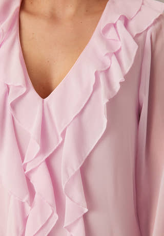 Viane L/S V-NECK FRILL TOP V-N