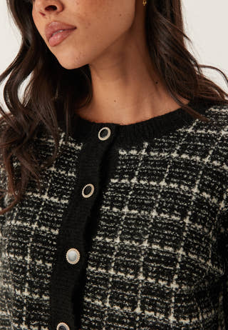 Viaudrey Check L/S Knit Cardigan