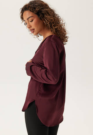 Viellette V-neck L/S Satin Shirt