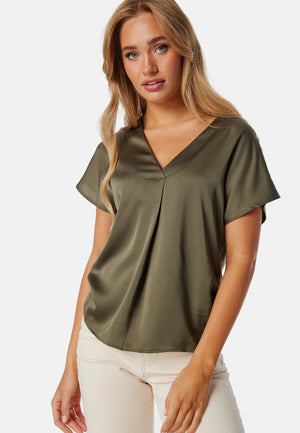 Viellette V-neck S/S SATIN TOP