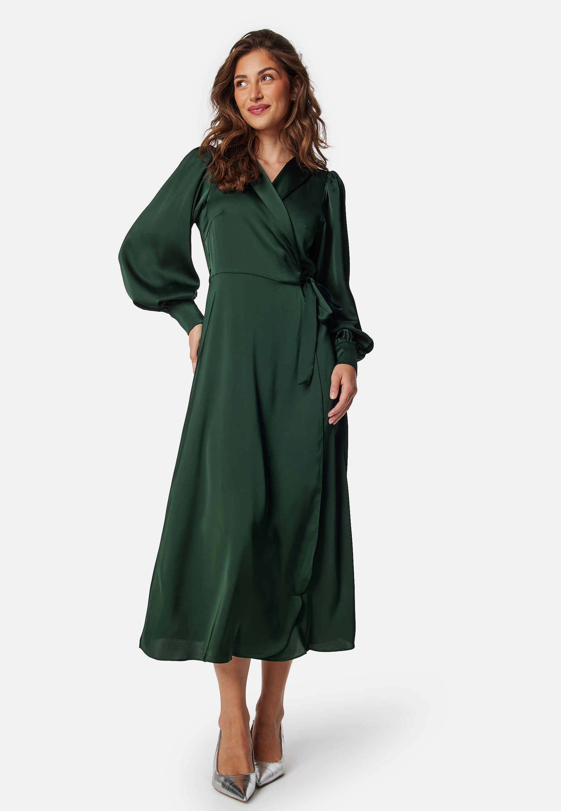 Vila Vienna Ravenna L/S Ankle Wrap Dress Dresses Green Vila Vienna Ravenna L/S Ankle Wrap Dress Dresses Green