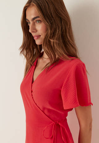 Vilovie S/S Wrap Midi Dress