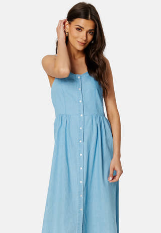 Zia Strap Midi Denim Dress