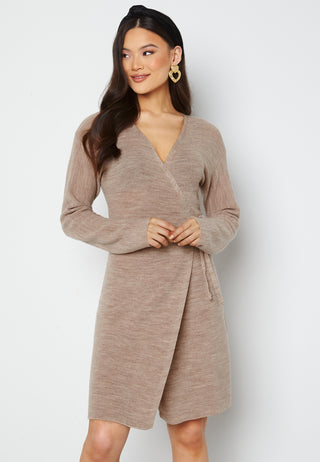 Beth LS Knit Wrap Dress