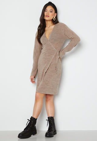 Beth LS Knit Wrap Dress
