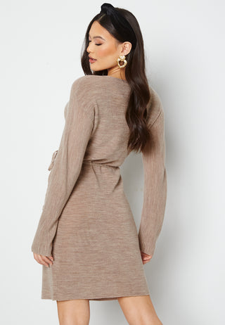 Beth LS Knit Wrap Dress