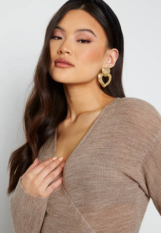 Beth LS Knit Wrap Dress