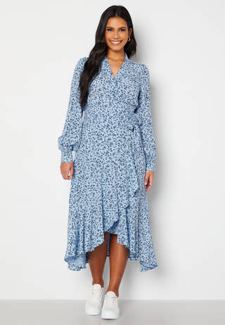 Clora LS Midi Wrap Dress