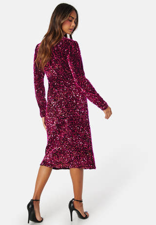 Pinko Sequin Velvet LS Midi Dres