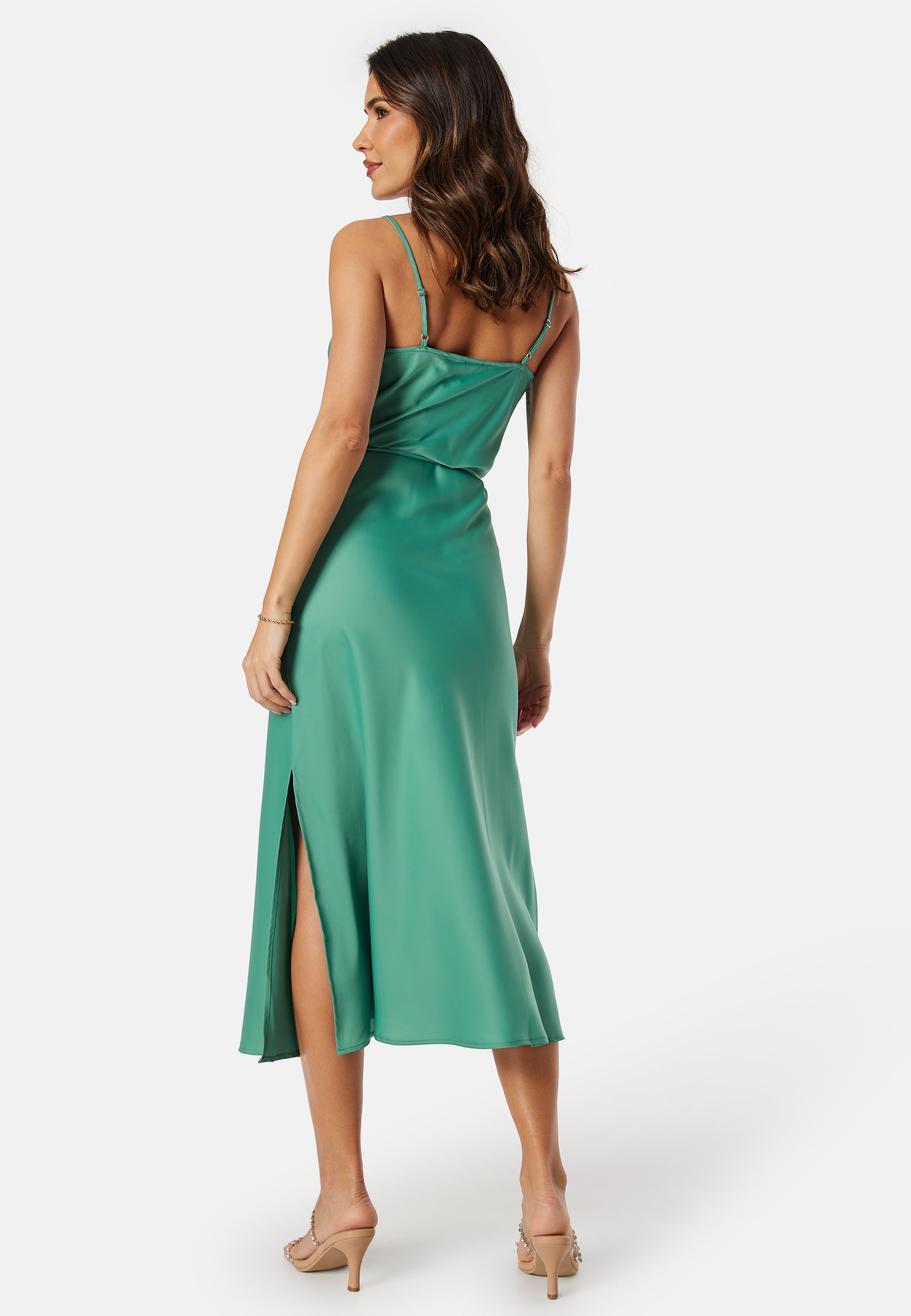 yas bridesmaid dress Y.A.S Halter Neck Satin Maxi Dress With Corsage Detail in Blue